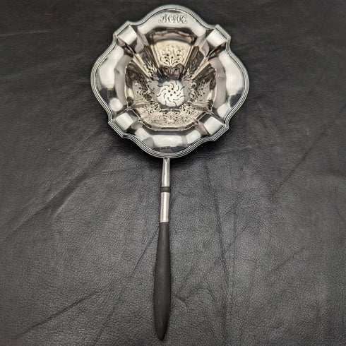 American Vintage Sterling Silver Tea Strainer with Wooden Handle